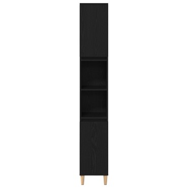 vidaXL Ντουλάπι Μπάνιου Μαύρο Δρυς 30x30x190cm Επεξεργασμένο Ξύλο 1 τεμ.