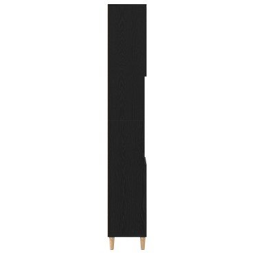 vidaXL Ντουλάπι Μπάνιου Μαύρο Δρυς 30x30x190cm Επεξεργασμένο Ξύλο 1 τεμ.