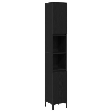 vidaXL Ντουλάπα Μπάνιου Μαύρη Δρυς 30x30x190cm Επεξεργασμένο Ξύλο 1 τεμ.
