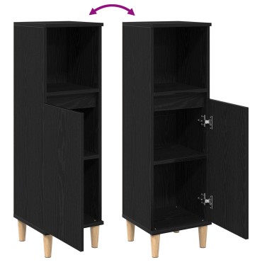 vidaXL Ντουλάπα Μπάνιου Μαύρο Δρυς 30x30x100cm Επεξεργασμένο Ξύλο