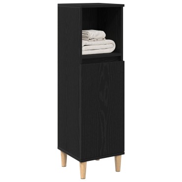 vidaXL Ντουλάπα Μπάνιου Μαύρο Δρυς 30x30x100cm Επεξεργασμένο Ξύλο