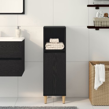 vidaXL Ντουλάπα Μπάνιου Μαύρο Δρυς 30x30x100cm Επεξεργασμένο Ξύλο