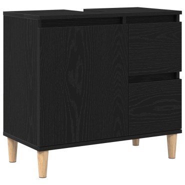 vidaXL Ντουλάπι νεροχύτη Μαύρη Δρυς 65x33x60cm Επεξεργασμένο ξύλο 1 τεμ.
