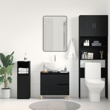 vidaXL Ντουλάπι νεροχύτη Μαύρη Δρυς 65x33x60cm Επεξεργασμένο ξύλο 1 τεμ.