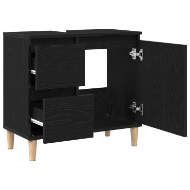 vidaXL Ντουλάπι νεροχύτη Μαύρη Δρυς 65x33x60cm Επεξεργασμένο ξύλο 1 τεμ.