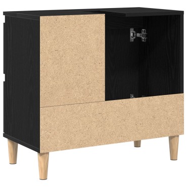 vidaXL Ντουλάπι νεροχύτη Μαύρη Δρυς 65x33x60cm Επεξεργασμένο ξύλο 1 τεμ.