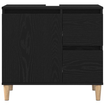 vidaXL Ντουλάπι νεροχύτη Μαύρη Δρυς 65x33x60cm Επεξεργασμένο ξύλο 1 τεμ.