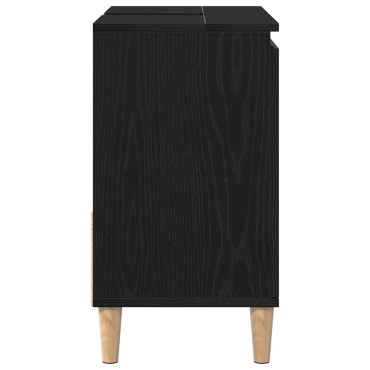 vidaXL Ντουλάπι νεροχύτη Μαύρη Δρυς 65x33x60cm Επεξεργασμένο ξύλο 1 τεμ.