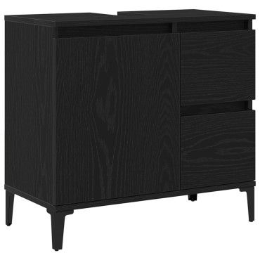 vidaXL Ντουλάπι Νιπτήρα Μαύρη Δρυς 65x33x60cm Ξύλο Επεξεργασμένο 1 τεμ.