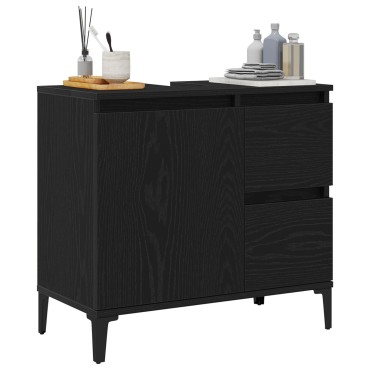 vidaXL Ντουλάπι Νιπτήρα Μαύρη Δρυς 65x33x60cm Ξύλο Επεξεργασμένο 1 τεμ.