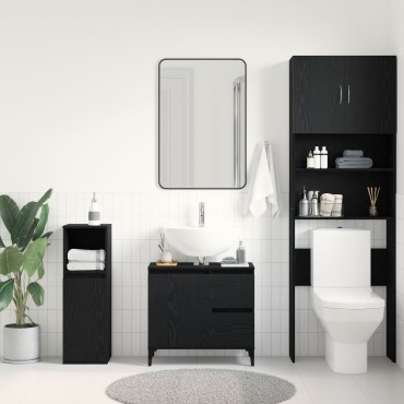 vidaXL Ντουλάπι Νιπτήρα Μαύρη Δρυς 65x33x60cm Ξύλο Επεξεργασμένο 1 τεμ.