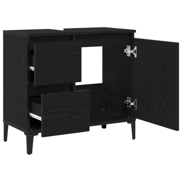 vidaXL Ντουλάπι Νιπτήρα Μαύρη Δρυς 65x33x60cm Ξύλο Επεξεργασμένο 1 τεμ.