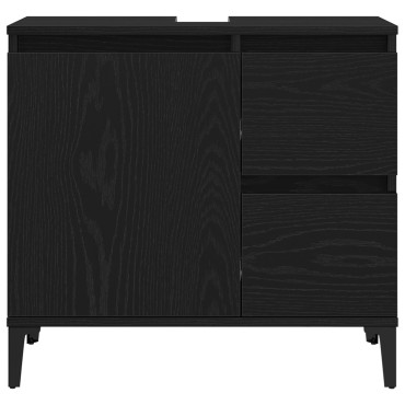 vidaXL Ντουλάπι Νιπτήρα Μαύρη Δρυς 65x33x60cm Ξύλο Επεξεργασμένο 1 τεμ.