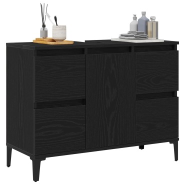 vidaXL Ντουλάπι Νιπτήρος σε Μαύρη Βελανιδιά, 80x33x60 cm Επεξεργασμένο Ξύλο 1 τεμ.