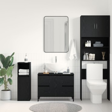 vidaXL Ντουλάπι Νιπτήρος σε Μαύρη Βελανιδιά, 80x33x60 cm Επεξεργασμένο Ξύλο 1 τεμ.