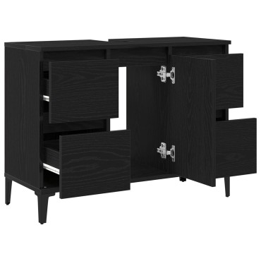 vidaXL Ντουλάπι Νιπτήρος σε Μαύρη Βελανιδιά, 80x33x60 cm Επεξεργασμένο Ξύλο 1 τεμ.