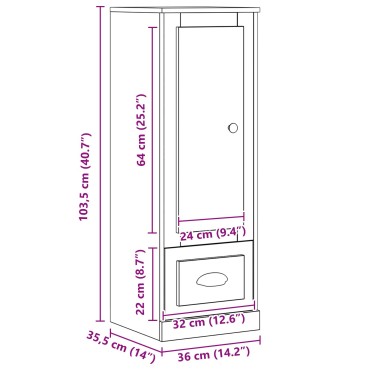 vidaXL Υψηλό ντουλάπι Μαύρη Δρυς 36x35,5x103,5cm Επεξεργασμένο Ξύλο 1 τεμ.