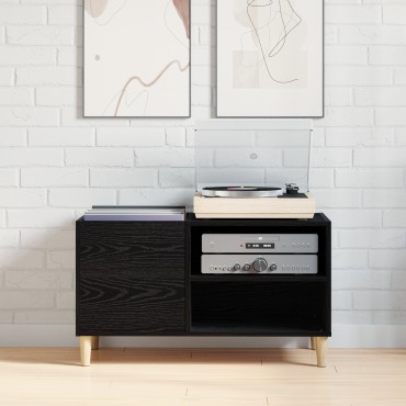 vidaXL Ντουλάπα δίσκων Μαύρο Δρυς 84,5x38x48cm Επεξεργασμένο ξύλο 1 τεμ.