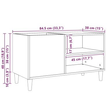 vidaXL Ντουλάπα δίσκων Μαύρο Δρυς 84,5x38x48cm Επεξεργασμένο ξύλο 1 τεμ.
