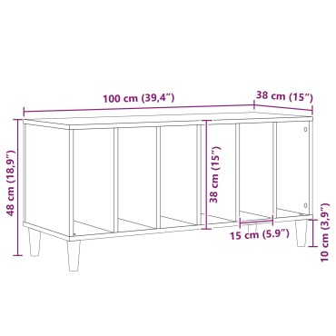 vidaXL Ντουλάπι Δίσκων Μαύρο Δρυς 100x38x48cm Επεξεργασμένο Ξύλο 1 τεμ.