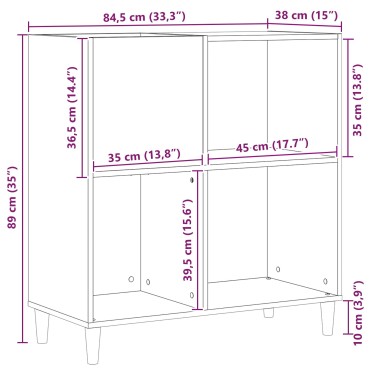 vidaXL Ντουλάπα Δίσκων Μαύρο Δρυς 84,5x38x89cm Επεξεργασμένο Ξύλο 1 τεμ.