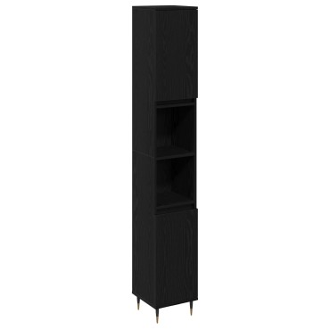 vidaXL Ντουλάπα Μπάνιου Μαύρη Δρυς 30x30x190cm Μηχανουργείο Ξύλου