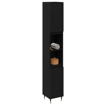 vidaXL Ντουλάπα Μπάνιου Μαύρη Δρυς 30x30x190cm Μηχανουργείο Ξύλου