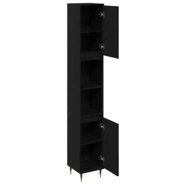 vidaXL Ντουλάπα Μπάνιου Μαύρη Δρυς 30x30x190cm Μηχανουργείο Ξύλου