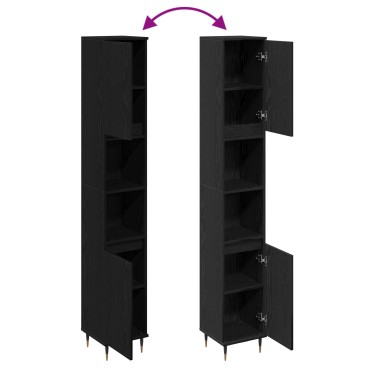 vidaXL Ντουλάπα Μπάνιου Μαύρη Δρυς 30x30x190cm Μηχανουργείο Ξύλου