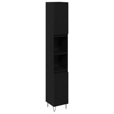 vidaXL Ντουλάπα Μπάνιου Μαύρη Δρυς 30x30x190cm Κατασκευασμένο Ξύλο