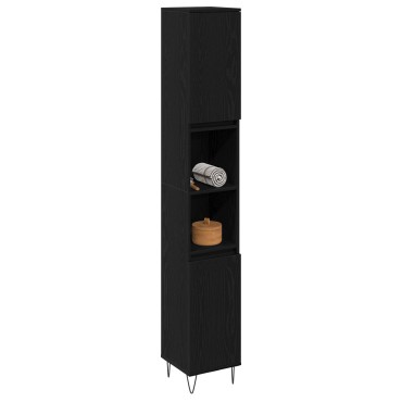 vidaXL Ντουλάπα Μπάνιου Μαύρη Δρυς 30x30x190cm Κατασκευασμένο Ξύλο