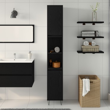 vidaXL Ντουλάπα Μπάνιου Μαύρη Δρυς 30x30x190cm Κατασκευασμένο Ξύλο
