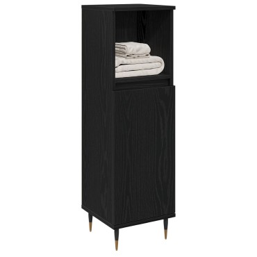 vidaXL Ντουλάπα Μπάνιου Μαύρη Δρυς 30x30x100cm Σύνθετο Ξύλο