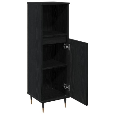 vidaXL Ντουλάπα Μπάνιου Μαύρη Δρυς 30x30x100cm Σύνθετο Ξύλο