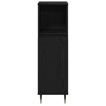 vidaXL Ντουλάπα Μπάνιου Μαύρη Δρυς 30x30x100cm Σύνθετο Ξύλο