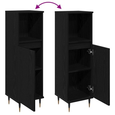vidaXL Ντουλάπα Μπάνιου Μαύρη Δρυς 30x30x100cm Σύνθετο Ξύλο