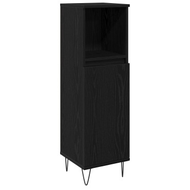 vidaXL Ντουλάπι Μπάνιου Μαύρη Δρυς 30x30x100cm Επεξεργασμένου Ξύλου