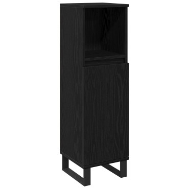 vidaXL Ντουλάπα Μπάνιου Μαύρη Δρυς 30x30x100cm Επεξεργασμένο Ξύλο 1 τεμ.