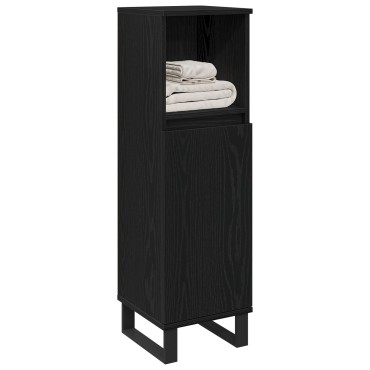 vidaXL Ντουλάπα Μπάνιου Μαύρη Δρυς 30x30x100cm Επεξεργασμένο Ξύλο 1 τεμ.