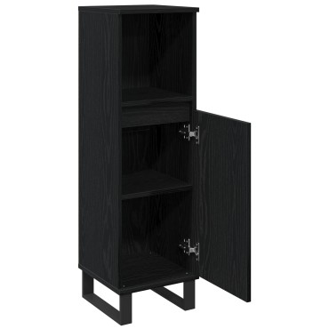 vidaXL Ντουλάπα Μπάνιου Μαύρη Δρυς 30x30x100cm Επεξεργασμένο Ξύλο 1 τεμ.