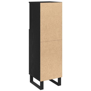 vidaXL Ντουλάπα Μπάνιου Μαύρη Δρυς 30x30x100cm Επεξεργασμένο Ξύλο 1 τεμ.