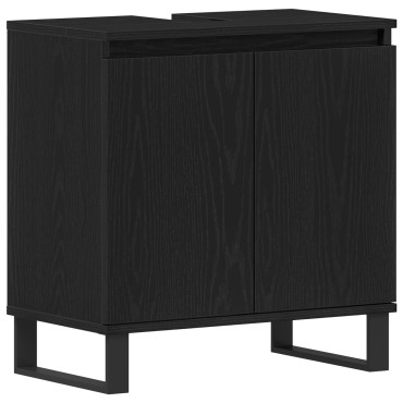 vidaXL Νιπτήρας Μπάνιου Μαύρο Δρυς 58x33x60cm Επεξεργασμένο ξύλο