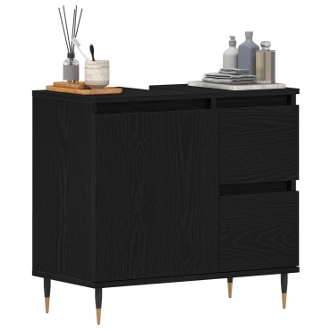 vidaXL Νιπτήρας Μπάνιου Μαύρο Δρυς 65x33x60cm Επεξεργασμένο ξύλο