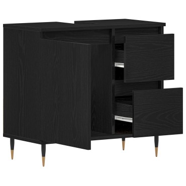 vidaXL Νιπτήρας Μπάνιου Μαύρο Δρυς 65x33x60cm Επεξεργασμένο ξύλο