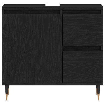 vidaXL Νιπτήρας Μπάνιου Μαύρο Δρυς 65x33x60cm Επεξεργασμένο ξύλο
