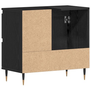 vidaXL Νιπτήρας Μπάνιου Μαύρο Δρυς 65x33x60cm Επεξεργασμένο ξύλο