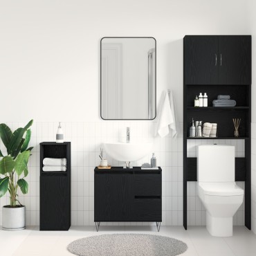 vidaXL Ντουλάπι Χωρις Νιπτήρα Μαύρη Δρυς 65x33x60cm Επεξεργασμένο Ξύλο