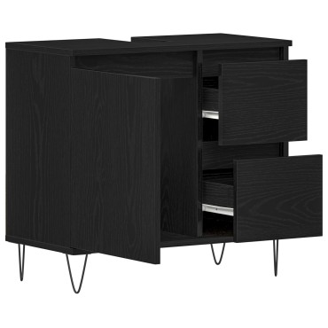 vidaXL Ντουλάπι Χωρις Νιπτήρα Μαύρη Δρυς 65x33x60cm Επεξεργασμένο Ξύλο