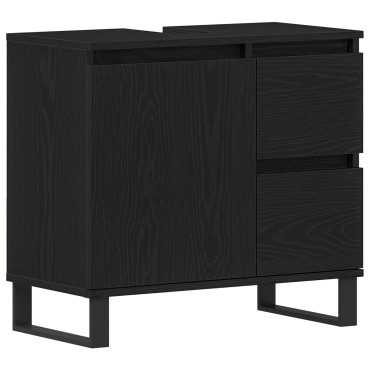 vidaXL Ντουλάπι Λεκάνης Μπάνιου Μαύρη Δρυς 65x33x60cm Επεξεργασμένο ξύλο