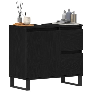 vidaXL Ντουλάπι Λεκάνης Μπάνιου Μαύρη Δρυς 65x33x60cm Επεξεργασμένο ξύλο